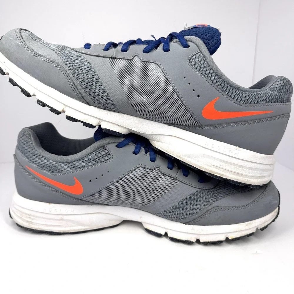 Nike Air Relentless 4 Mens Running Shoes Gray‎ Orange Blue Lace Up Size 15